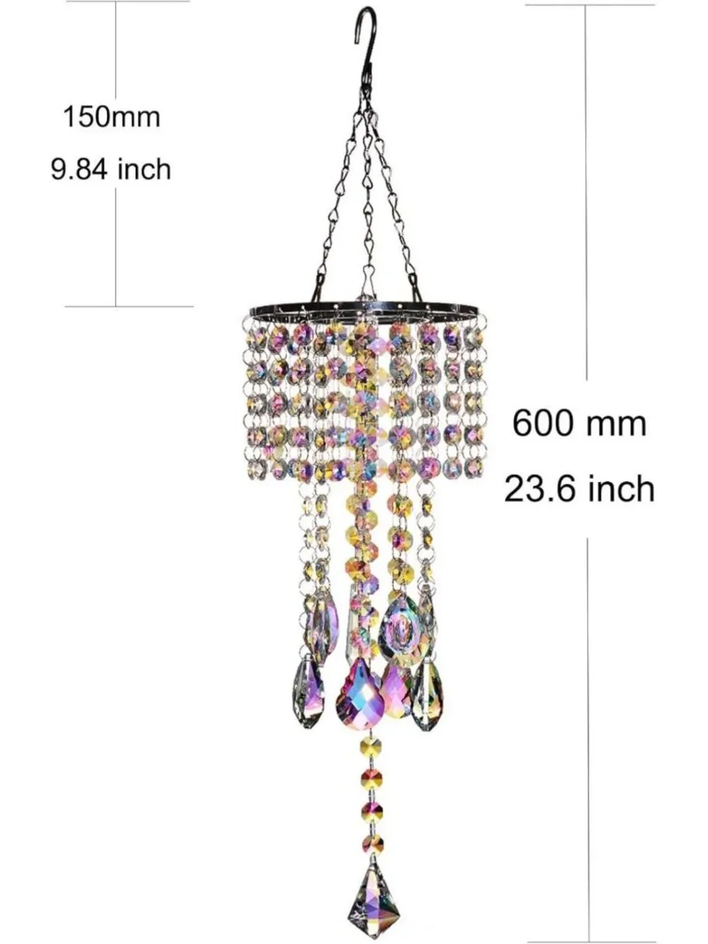 Crystal Chandelier Wind Chimes with AB Coating, Hanging Suncatcher for Garden